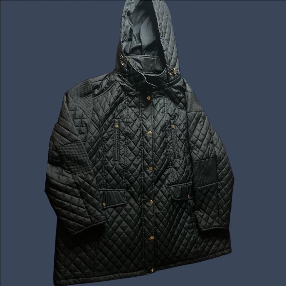 Catherines Black Quilted Hooded Puffer Jacket